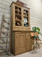 Vintage/Brocante groene apothekerskast, antieke buffetkast, 100 tot 150 cm, 200 cm of meer, Ophalen of Verzenden, 25 tot 50 cm