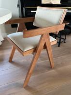 Japandi Pierre Jeanneret eetkamerstoel eetstoel gestoffeerd, Ophalen, Twee, Bruin, Nieuw