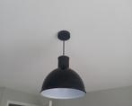 Leuke industriële retro matzwarte lamp hanglamp, Minder dan 50 cm, Gebruikt, Ophalen of Verzenden, Metaal