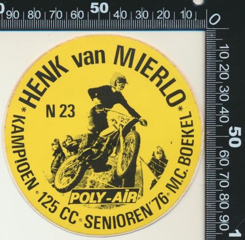 Sticker: Henk van Mierlo - Kampioen 125 CC Senioren 1976 - M, Verzamelen, Stickers, Zo goed als nieuw, Bedrijf of Vereniging, Ophalen of Verzenden