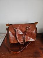 Cognac Bruine Leren Tas - Vintage Stijl, Ophalen of Verzenden, Nieuw, Bruin, Handtas