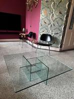 Vintage minimalistische glazen salontafel, Ophalen, 50 tot 100 cm, Minder dan 50 cm, Rechthoekig