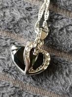 Ketting hart Zwarte onxy steen, Verzenden, Nieuw, Zilver, Met hanger