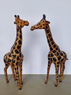 paar grote vintage leren giraffen leer omtrokken set h= 70cm, Ophalen of Verzenden