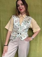 Vintage gilet / waistcoat - bloemenprint - print - 38/M, Vintage, Ophalen of Verzenden, Gedragen