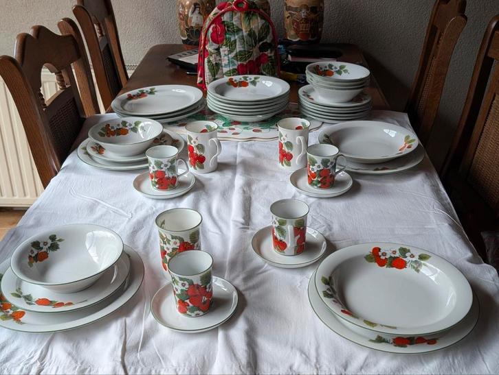 Servies aardbei motief, Huis en Inrichting, Keuken | Servies, Gebruikt, Bord(en), Overige stijlen, Ophalen