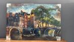 Schilderij 3d metaal Grachten Amsterdam 120x80cm, Ophalen of Verzenden