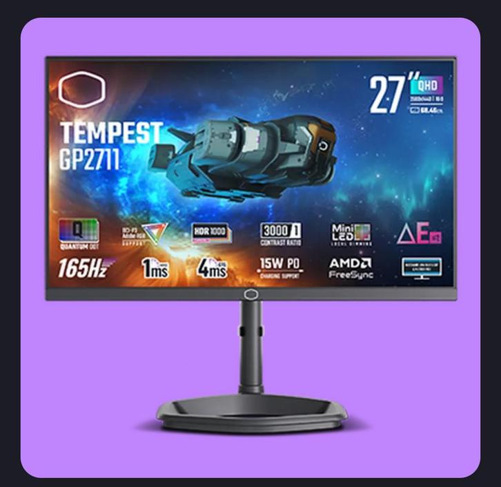 CoolerMaster 27" QHD 165Hz Monitor - Nieuw!, Computers en Software, Monitoren, Nieuw, 151 t/m 200 Hz, HDMI, Gaming, VA, Quad HD (2K)