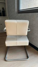 4 Jan de Bouvrie leren eetkamerstoelen - RVS frame, Huis en Inrichting, Ophalen, Gebruikt, Wit, Leer