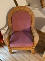 Grote vintage rotan relaxfauteuil met brede leuningen, Ophalen, Huis en Inrichting