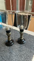 Bruine windlichten 2 stuks, Overige materialen, Ophalen of Verzenden, Zo goed als nieuw, Bruin