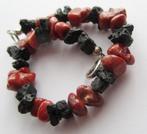 Mooie Armband van zwarte lavasteen en rood koraal, Sieraden, Tassen en Uiterlijk, Armbanden, Overige materialen, Verzenden, Nieuw