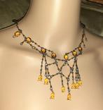 Halsketting vintage art deco met amber, Overige materialen, Verzenden, Nieuw, Verstelbaar