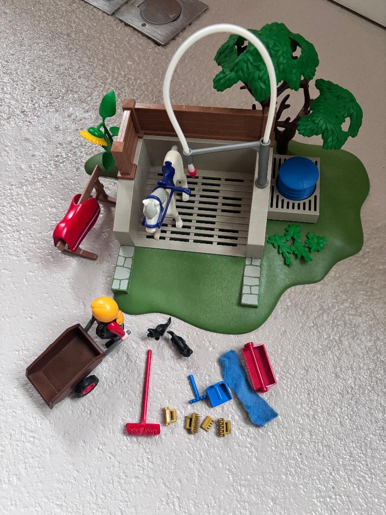 Playmobil paardenwasplaats 4193 | werkend | met boekje, Kinderen en Baby's, Speelgoed | Playmobil, Ophalen of Verzenden, Gebruikt