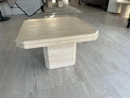 Vierkante travertin salontafel 60x60, Huis en Inrichting, Tafels | Bijzettafels, Zo goed als nieuw, Vierkant, 45 tot 60 cm, 55 tot 75 cm
