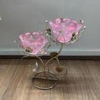 Leuke kandelaar voor waxinelichtjes Roze rozen / 20 cm hoog, Ophalen of Verzenden, Zo goed als nieuw, Kandelaar