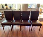 Set van 4 bruine lederen eetkamerstoelen, Bruin, Leer, Ophalen of Verzenden, Zo goed als nieuw