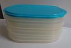 Tupperware stapel met 4 vleeswarenschalen, Huis en Inrichting, Keuken | Tupperware, Blauw, Schaal, Gebruikt, Ophalen of Verzenden