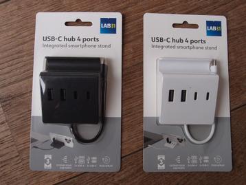 USB-C hub 4 ports / poorten + smartphone stand zwart of wit beschikbaar voor biedingen