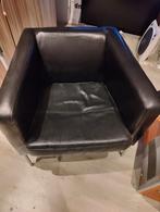 GRATIS Zwarte leren fauteuil, Huis en Inrichting, Fauteuils, Ophalen, Gebruikt, 75 tot 100 cm, Metaal