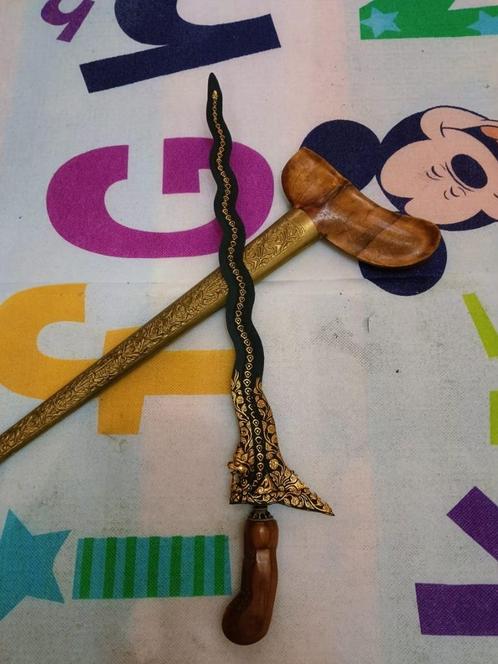 Antieke Keris Nagasasra 13 Luk Kinatah Goud Yogyakarta SVA61, Antiek en Kunst, Kunst | Niet-Westerse kunst, Verzenden