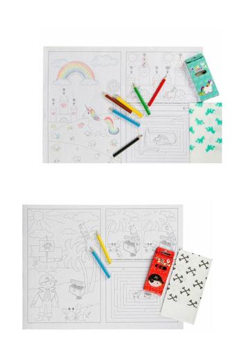 Kidspakket restaurant | eenhoorn piraat | placemat kleurset beschikbaar voor biedingen