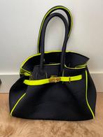 Leghila black neoprene birkin bag neon geel zwart hand tas, Ophalen of Verzenden, Zo goed als nieuw, Handtas