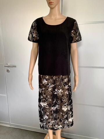 E408 Set 3-dlg: rok+top+blouse: maat 40=M zwart/beige/grijs beschikbaar voor biedingen