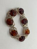 A848 Prachtige zilveren armband barnsteen, Sieraden, Tassen en Uiterlijk, Antieke sieraden, Ophalen of Verzenden, Zilver, Armband