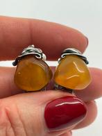 Z864 Prachtige zilveren clip oorbellen barnsteen, Ophalen of Verzenden, X, Met edelsteen, Zilver