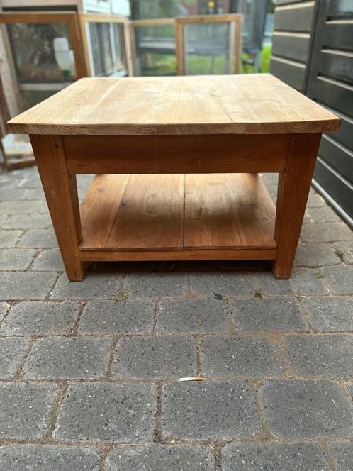 Teak houten salontafel 80X80, Huis en Inrichting, Tafels | Salontafels, Gebruikt, Minder dan 50 cm, Vierkant, Ophalen of Verzenden