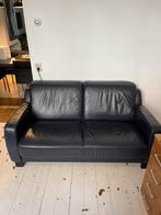 Donker blauwe leren zit bank 1.65 breed, Huis en Inrichting, Banken | Bankstellen, 150 tot 200 cm, Tweepersoons, Ophalen of Verzenden