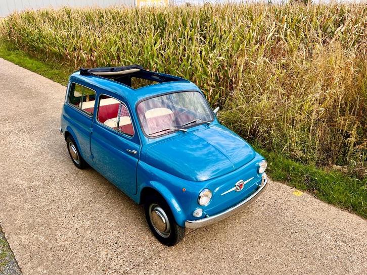 Fiat 500 | Giardiniera | Blu Turchese | 1971 | Topstaat |, Auto's, Fiat, Particulier, Te koop, Open dak, Benzine, Euro 1, Stationwagon
