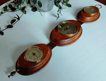 Vintage thermometer barometer hygrometer in eikenhout  beschikbaar voor biedingen