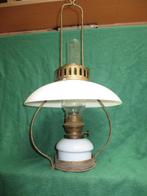 antieke hang olielamp hoogte 61cm met opaline pot, Ophalen of Verzenden