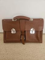 Vintage schooltas van leer, Sieraden, Tassen en Uiterlijk, Tassen | Schooltassen, Gebruikt, Bruin, Aktetas of Boekentas, Ophalen of Verzenden