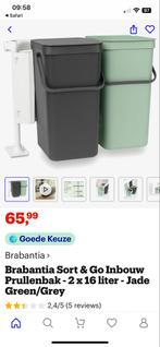 Brabantia Sort & Go Inbouw Prullenbak - 2 x 16 Liter, 10 tot 20 liter, Ophalen, Gebruikt, Kunststof