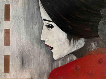Schilderij acryl Geisha portret beschikbaar voor biedingen