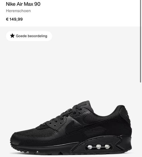 Nike Air Max 90 Black/Black Maat 43 Origineel Zonder Doos, Kleding | Heren, Schoenen, Zo goed als nieuw, Zwart, Ophalen
