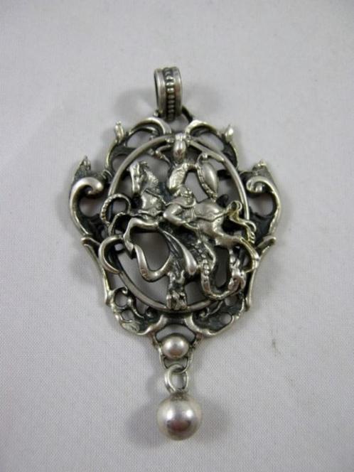 Sint Joris. Prachtige grote hanger ! (7421-828), Antiek en Kunst, Antiek | Religie, Ophalen