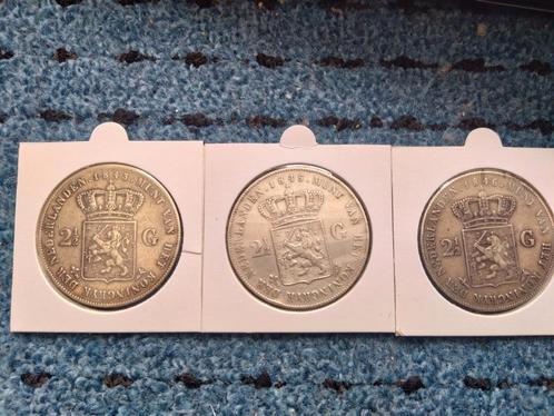 rijksdaalder 1843 1845 1846 2,5 gulden 2 1/2 gulden, Postzegels en Munten, Munten | Nederland, Setje, 2½ gulden, Koning Willem II