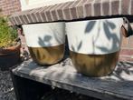 2x mooie metalen plantenpot bloomingville 30cm, Tuin en Terras, Bloempotten, Gebruikt, Rond, Binnen, Minder dan 40 cm