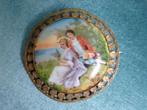 Frankrijk: Broche met romantische voorstelling- porselein, Sieraden, Tassen en Uiterlijk, Antieke sieraden, Verzenden, Koper, Broche