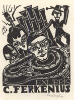 0383 Ex Libris Nederland : Cor de Wolff, 1940, Antiek en Kunst, Kunst | Etsen en Gravures, Verzenden