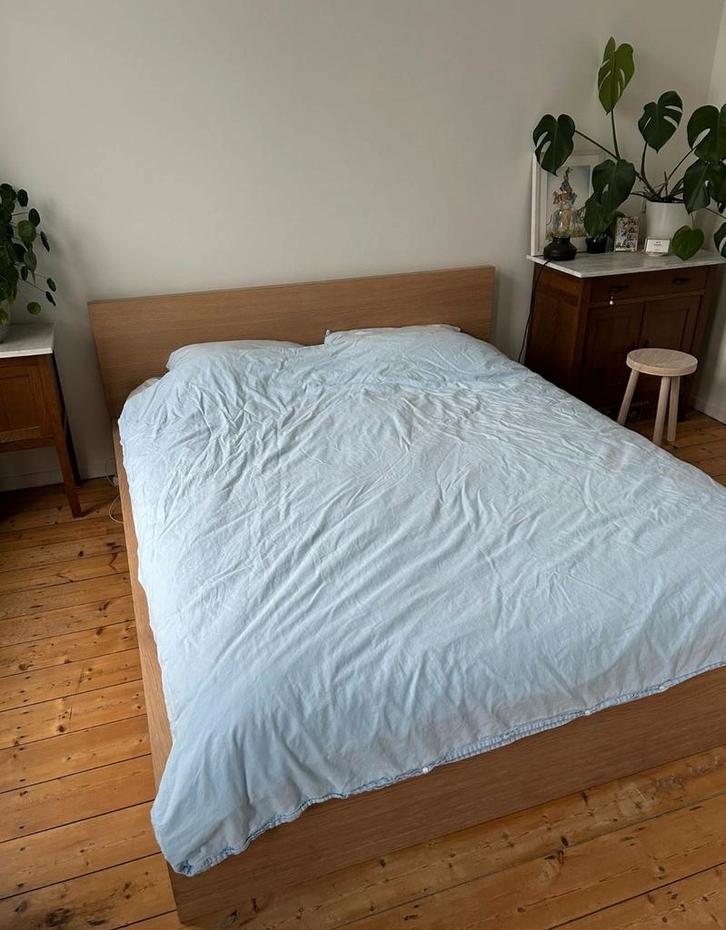 Ikea Malm bed 160x200 en lattenbodems lönset, Huis en Inrichting, Slaapkamer | Bedden, Gebruikt, Tweepersoons, 160 cm, 200 cm
