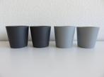 4 aardewerken kleine grijze en antraciet bloempotjes 7 cm, Tuin en Terras, Bloempotten, Rond, Binnen, Ophalen of Verzenden, Zo goed als nieuw