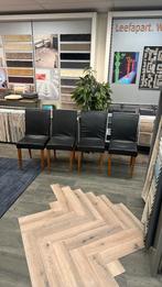 Stijlvolle set van 4 eetstoelen, Huis en Inrichting, Stoelen, Gebruikt, Zwart, Leer, Ophalen of Verzenden