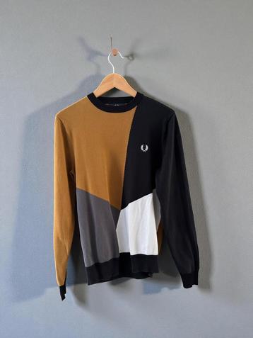 Fred Perry trui knit colour block maat S small zwart beige beschikbaar voor biedingen