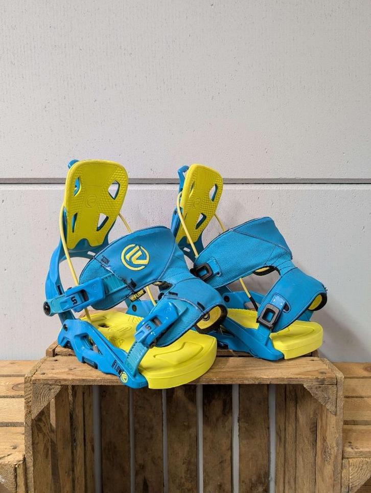 Flow fuse snowboard binding maat XL blauw geel, Sport en Fitness, Snowboarden, Gebruikt, Bindingen, Ophalen of Verzenden