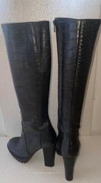Ovey geheel leren zwarte laarzen met slangenefect mt 37, Hoge laarzen, Zwart, Ophalen of Verzenden, Zo goed als nieuw
